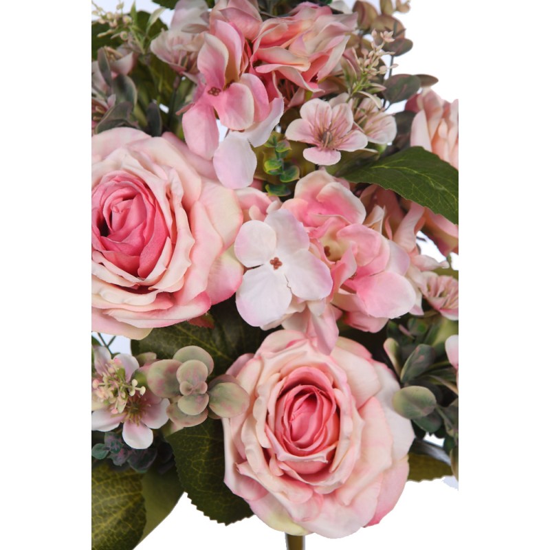 RAMO ROSAS Y EUCALIPTO ARTIFICIAL 55CM
