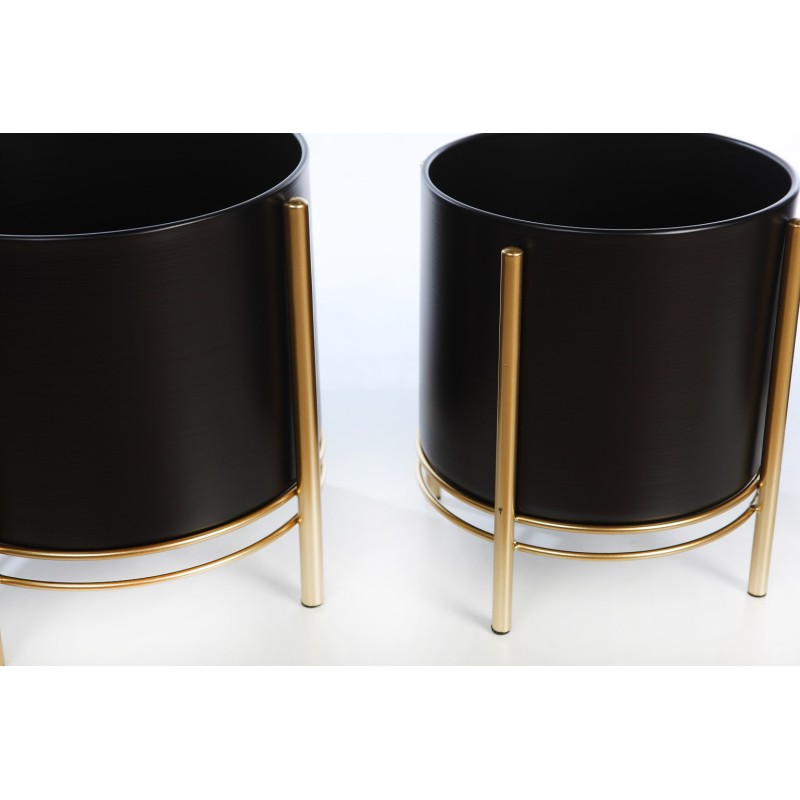SET 3 MACETEROS CON PIE METALICO 30CM