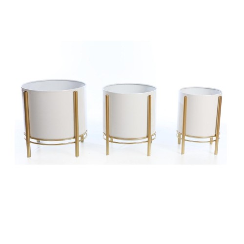 SET 3 MACETEROS CON PIE METALICO 30CM