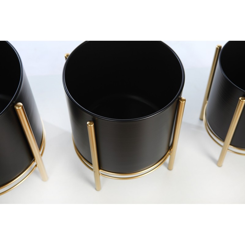 SET 3 MACETEROS CON PIE METALICO 30CM