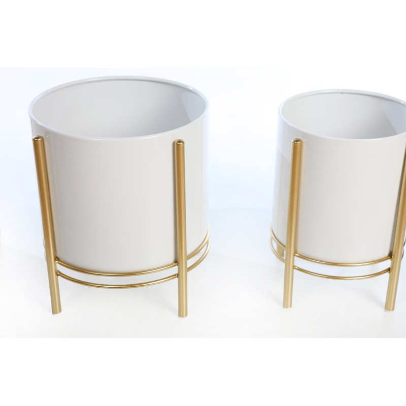 SET 3 MACETEROS CON PIE METALICO 30CM