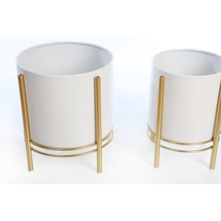 SET 3 MACETEROS CON PIE METALICO 30CM