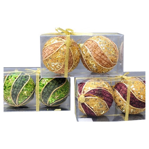 BOLAS NAVIDAD X 2,  ALT 9 CM