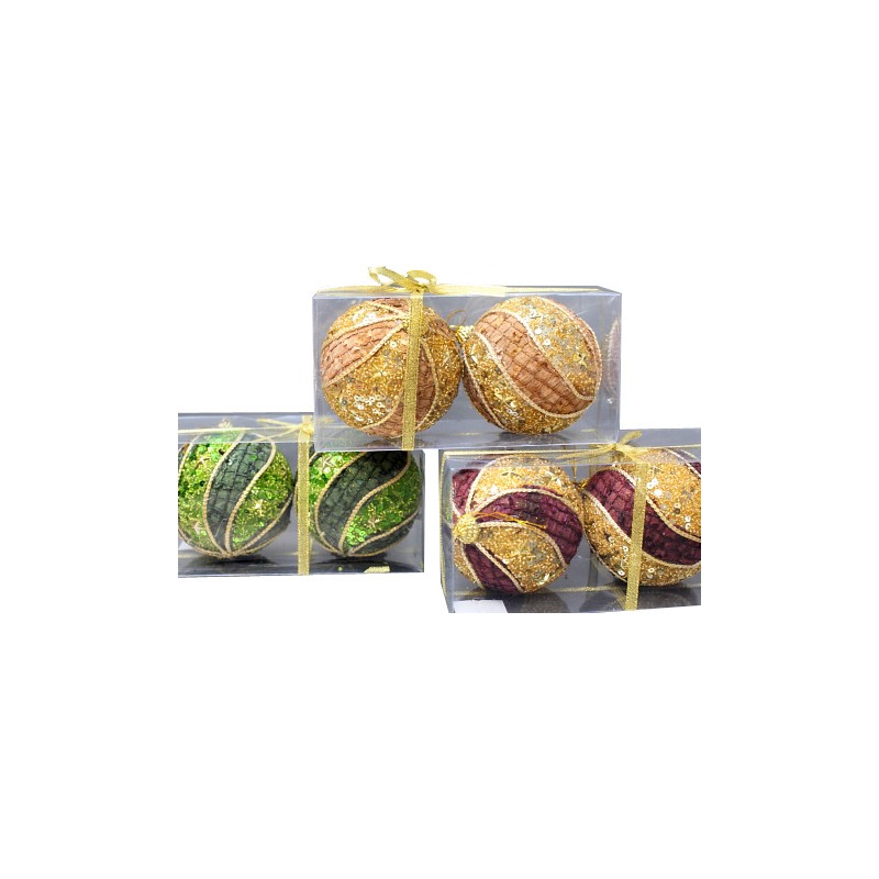 BOLAS NAVIDAD X 2,  ALT 9 CM