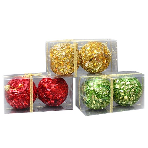 BOLAS DE NAVIDAD X 2,  ALT 9 CM