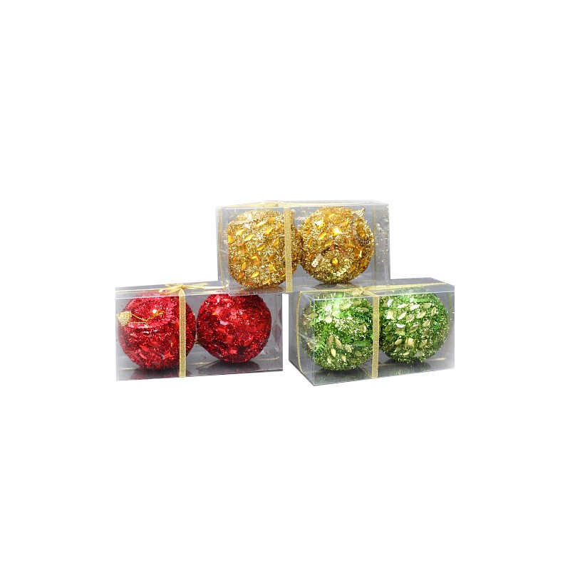 BOLAS DE NAVIDAD X 2,  ALT 9 CM