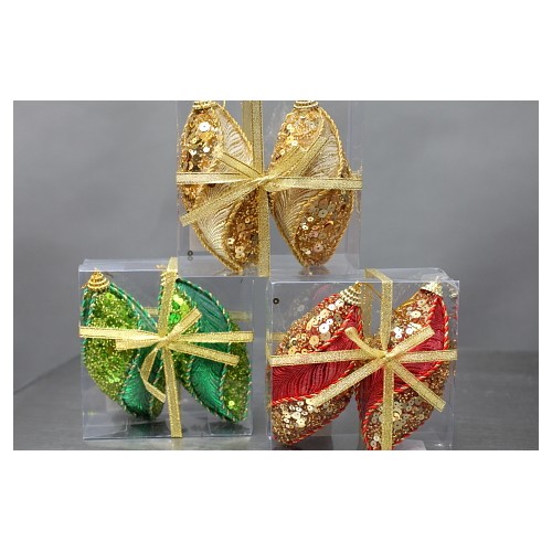 BOLAS NAVIDAD OVALADAS X 2,  ALT 9 CM