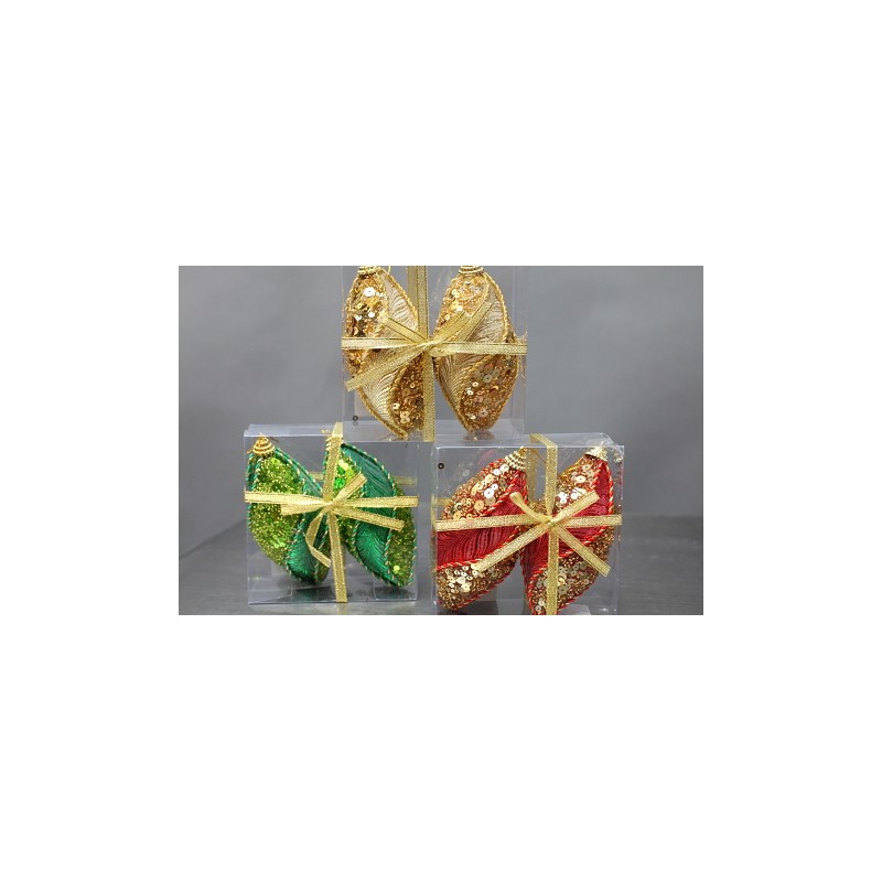 BOLAS NAVIDAD OVALADAS X 2,  ALT 9 CM