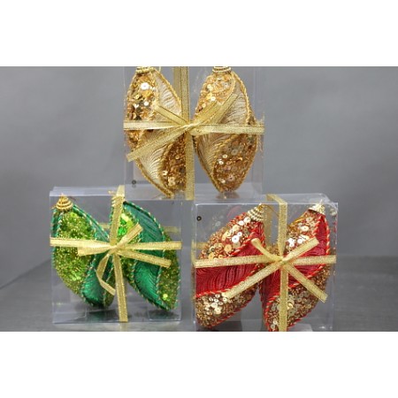 BOLAS NAVIDAD OVALADAS X 2,  ALT 9 CM