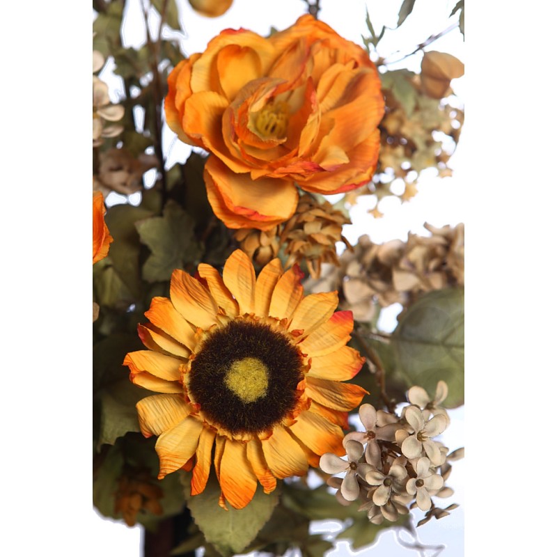 RAMO DE ROSAS Y GIRASOL OTOÑAL 60CM
