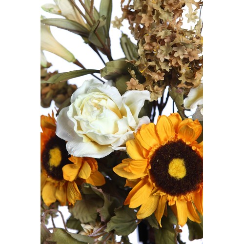 RAMO DE ROSAS Y GIRASOL OTOÑAL 60CM 2