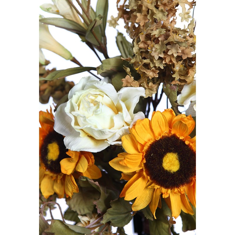 RAMO DE ROSAS Y GIRASOL OTOÑAL 60CM