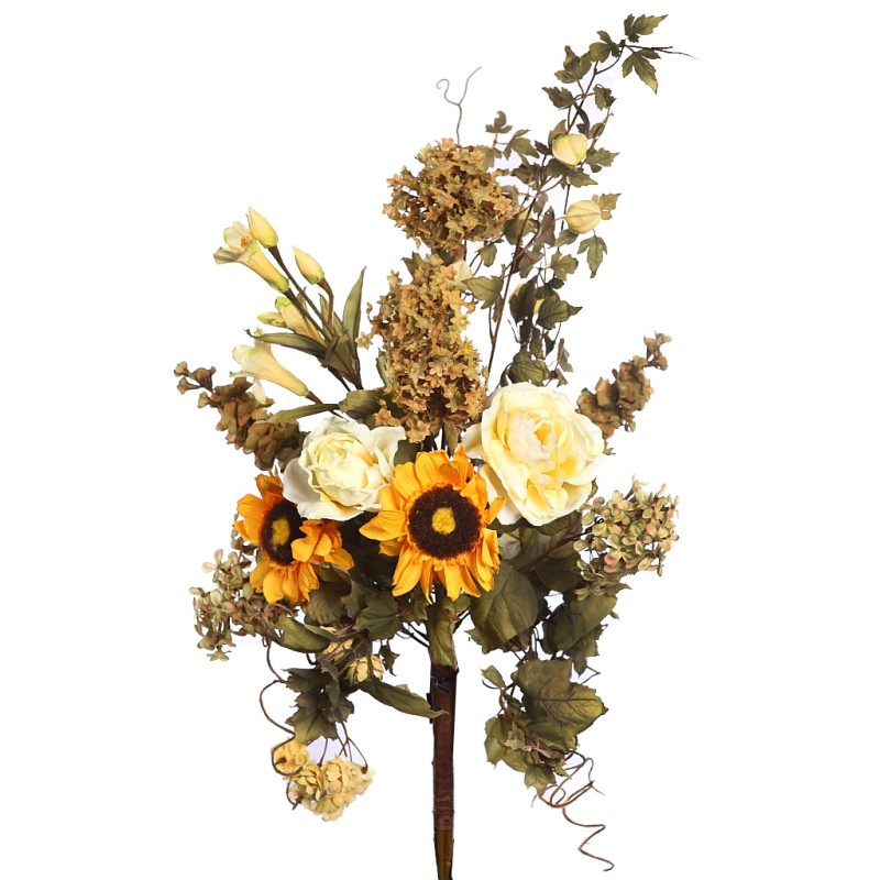 RAMO DE ROSAS Y GIRASOL OTOÑAL 60CM