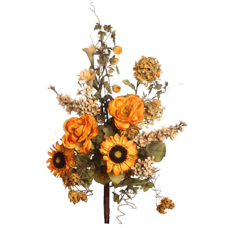RAMO DE ROSAS Y GIRASOL OTOÑAL 60CM