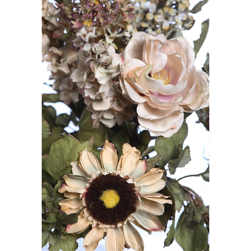 RAMO DE ROSAS Y GIRASOL OTOÑAL 60CM