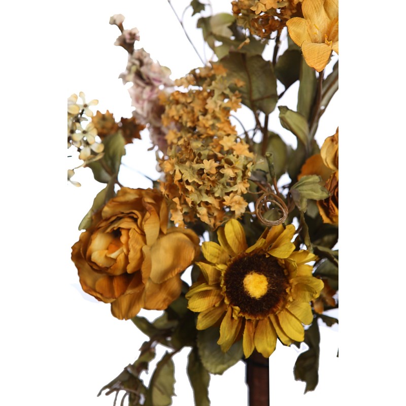 RAMO DE ROSAS Y GIRASOL OTOÑAL 60CM