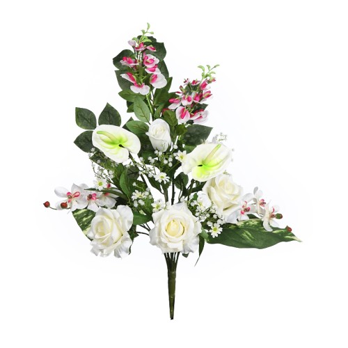 RAMO ROSA Y ANTURIUM ARTIFICIAL 62CM 2