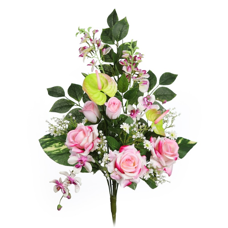RAMO ROSA Y ANTURIUM ARTIFICIAL 62CM