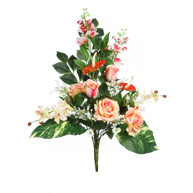RAMO ROSA Y ANTURIUM ARTIFICIAL 62CM