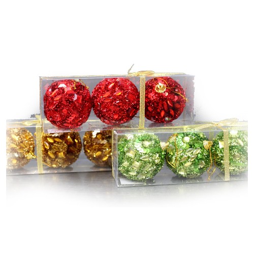 BOLAS NAVIDAD X 3,  ALT 7 CM