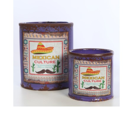 SET DE 2 MACETAS CERAMICA MEXICAN 16CM