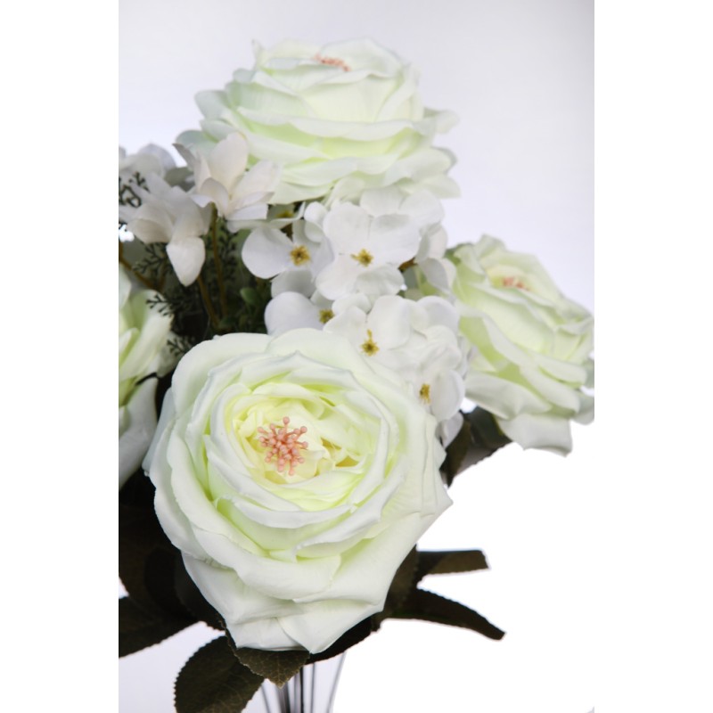 BOUQUET ARTIFICIAL ROSAS Y HORTENSIAS 50CM