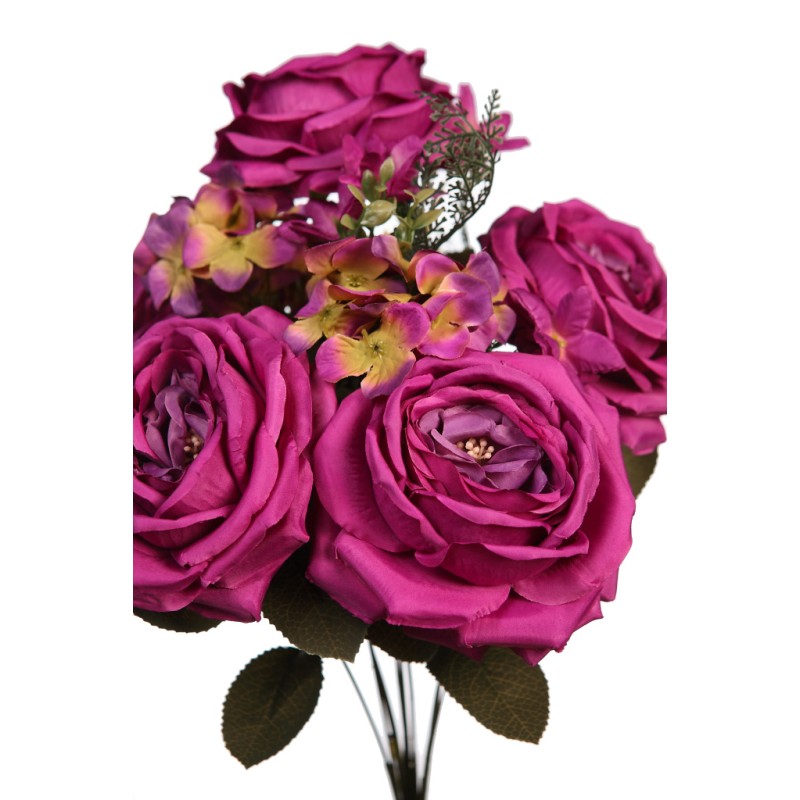 BOUQUET ARTIFICIAL ROSAS Y HORTENSIAS 50CM