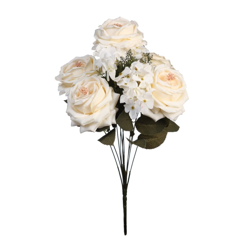 BOUQUET ARTIFICIAL ROSAS Y HORTENSIAS 50CM