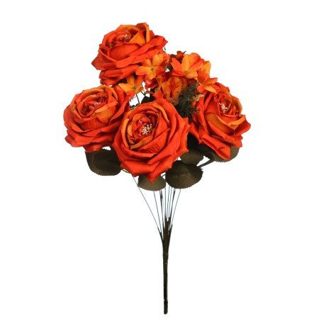 BOUQUET ARTIFICIAL ROSAS Y HORTENSIAS 50CM