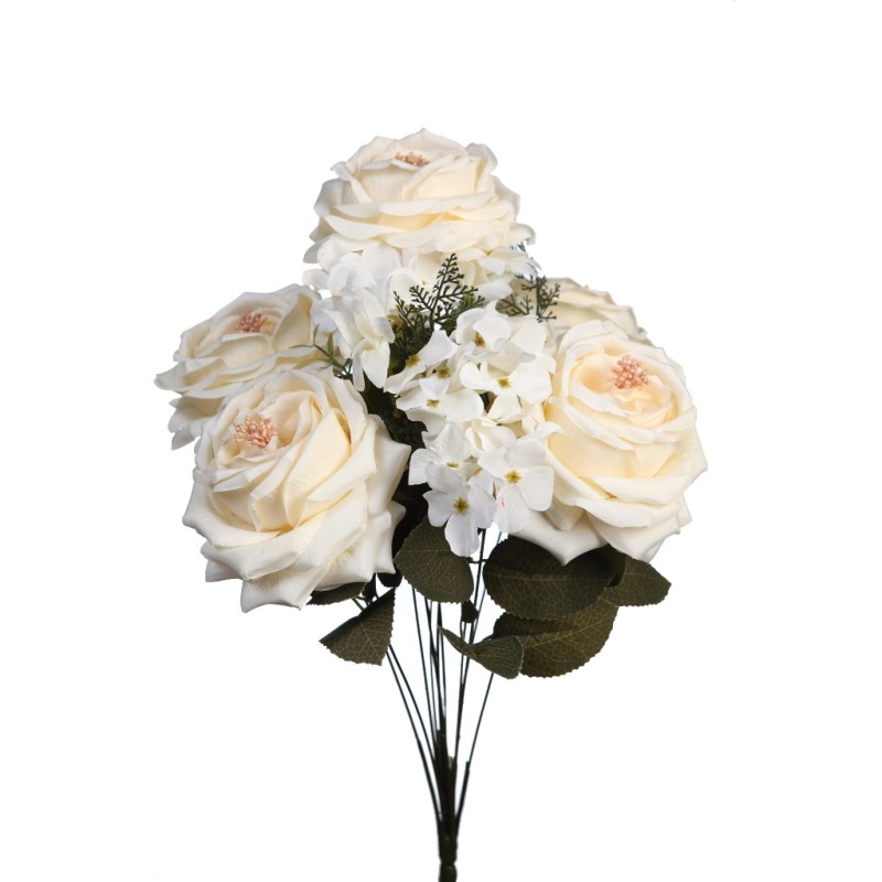 BOUQUET ARTIFICIAL ROSAS Y HORTENSIAS 50CM