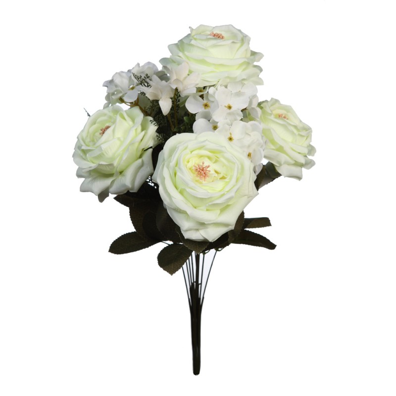 BOUQUET ARTIFICIAL ROSAS Y HORTENSIAS 50CM