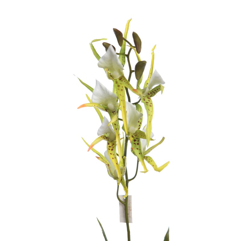 VARA ORQUIDEA ARAÑA CON HOJAS ARTIFICIAL 74CM