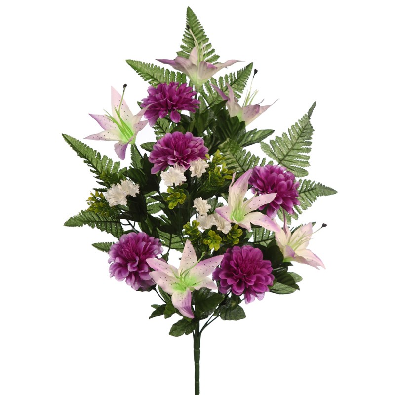 BOUQUET DE UNA CARA ZINIAS Y LILYS 60CM