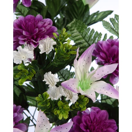 BOUQUET DE UNA CARA ZINIAS Y LILYS 60CM