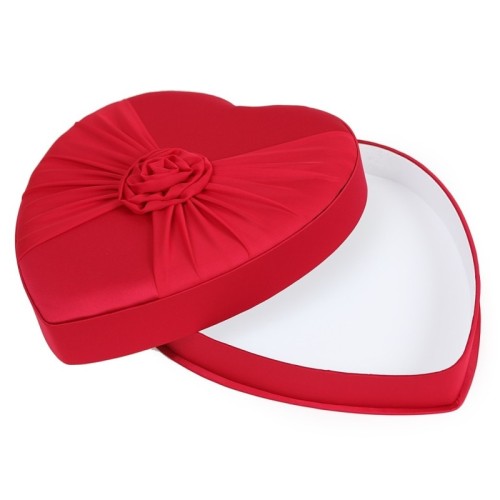 CAJA CORAZON TELA RASO ROJO 33CM 2