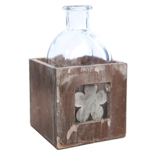 CAJA MADERA BOTE CRISTAL 14CM