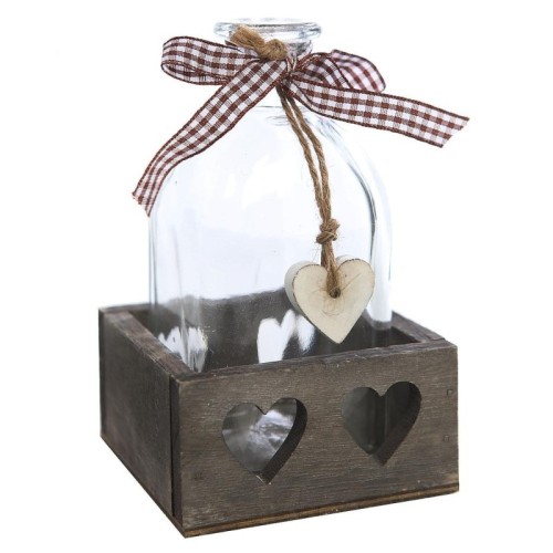 CAJA MADERA BOTE CRISTAL LAZO 14CM