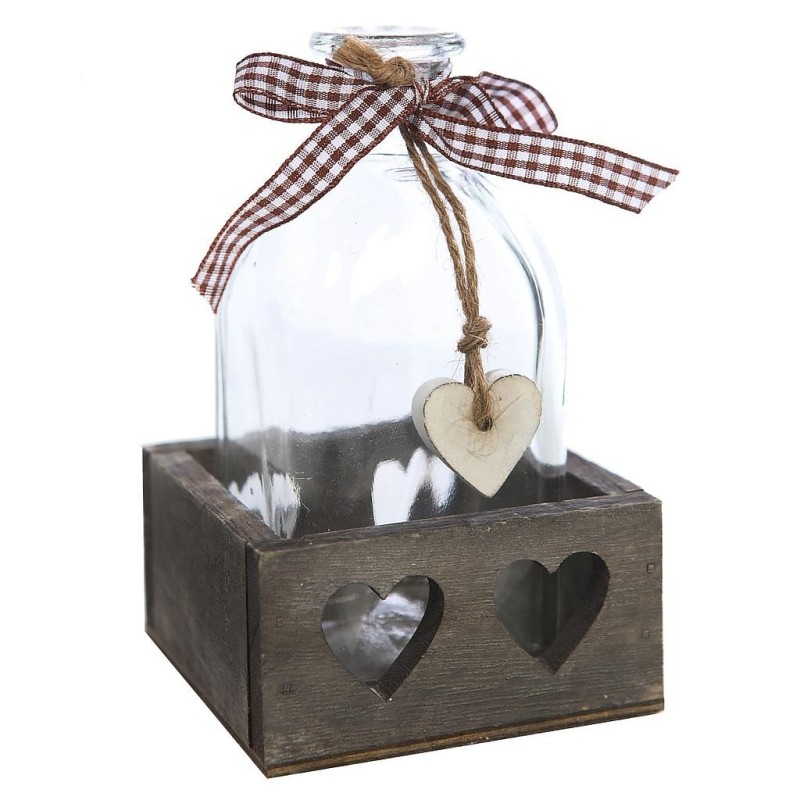 CAJA MADERA BOTE CRISTAL LAZO 14CM