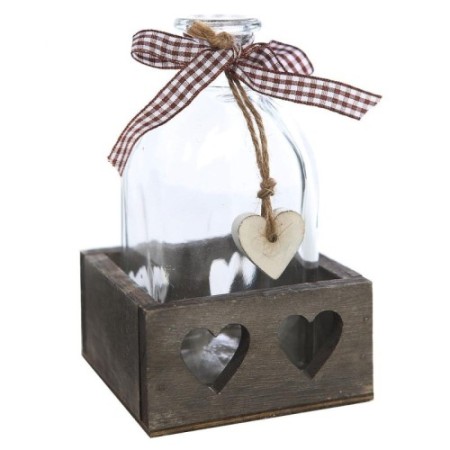 CAJA MADERA BOTE CRISTAL LAZO 14CM