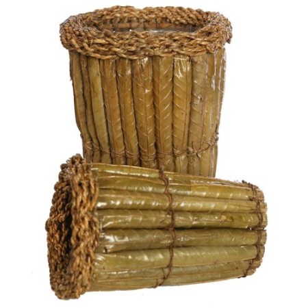 CONJUNTO DOS MACETEROS HOJAS PALMERA 28CM