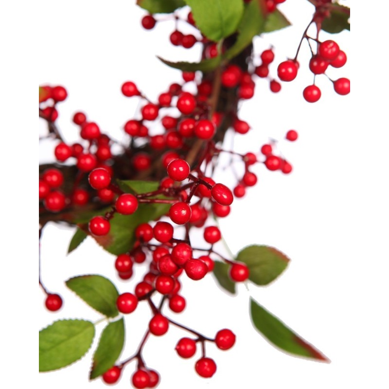 CORONA HOJAS Y BERRIES ARTIFICIAL ø 28CM