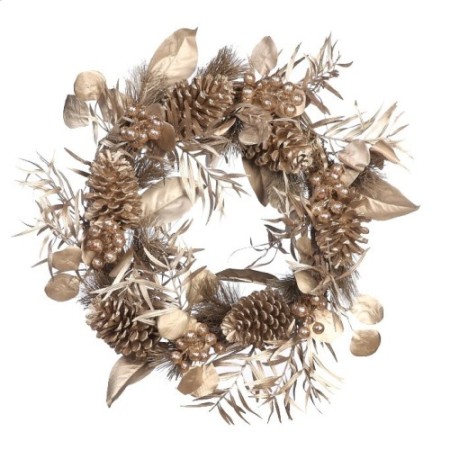 CORONA PIÑO Y PIÑAS PLATA ARTIFICIAL ø 40CM