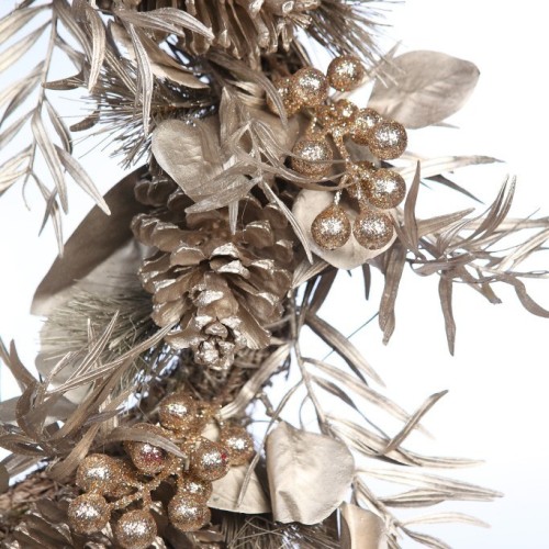 CORONA PIÑO Y PIÑAS PLATA ARTIFICIAL ø 40CM 2