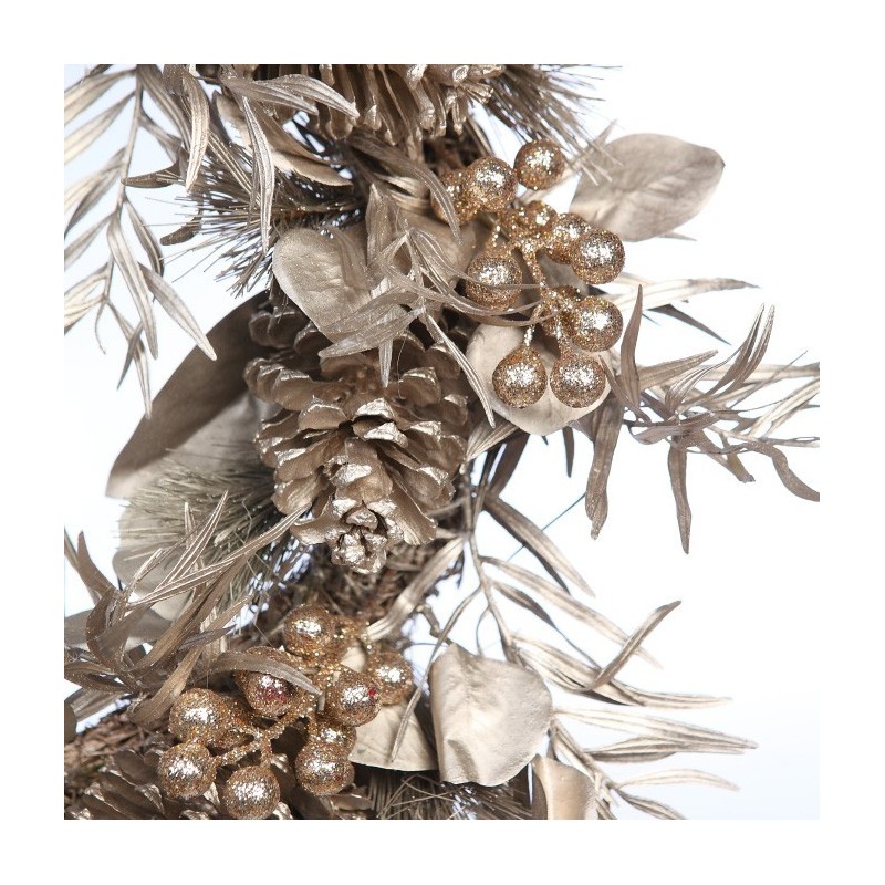 CORONA PIÑO Y PIÑAS PLATA ARTIFICIAL ø 40CM