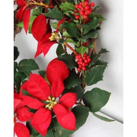 CORONA PONSETIA ACEBO ø 60CM