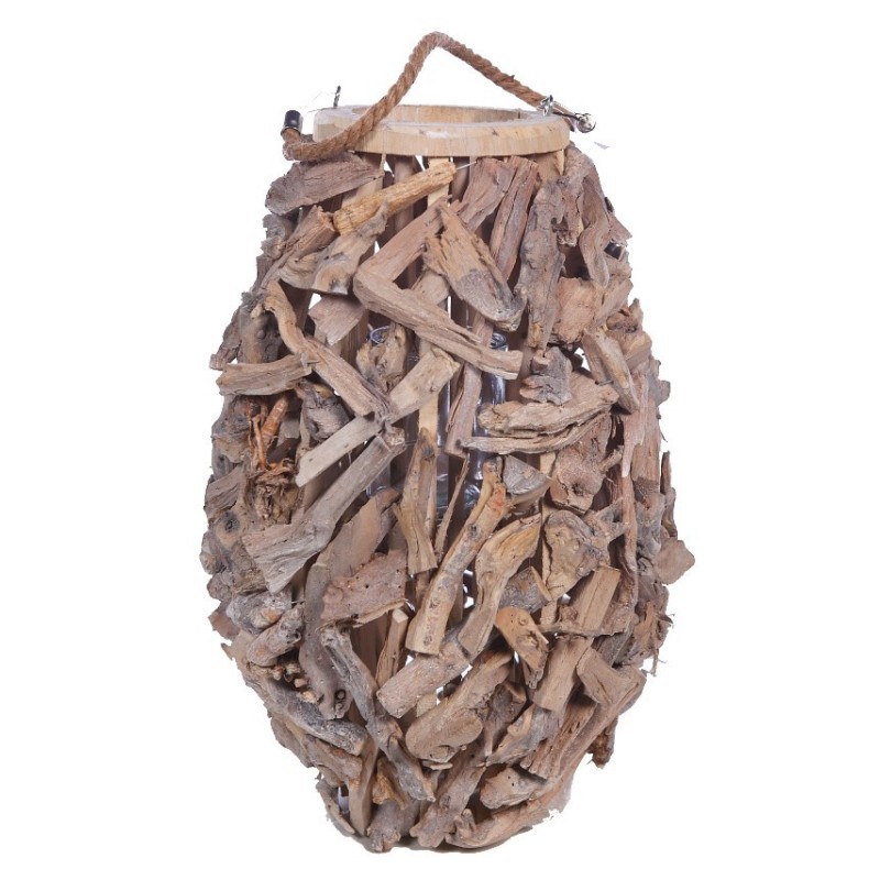 FAROL PARA VELA CORTEZAS MADERA 53CM