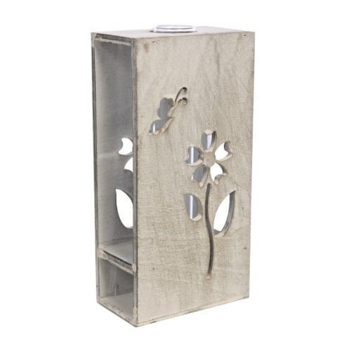 FLORERO MADERA Y PROBETA 20CM