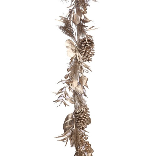 GUIRNALDA PINO Y PIÑAS PLATA ARTIFICIAL 170CM 2