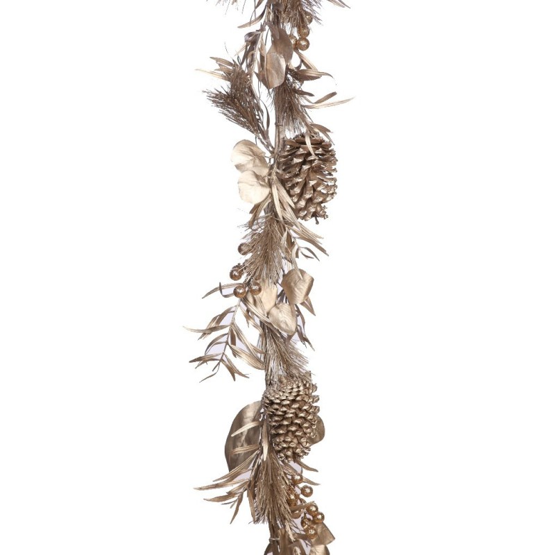 GUIRNALDA PINO Y PIÑAS PLATA ARTIFICIAL 170CM