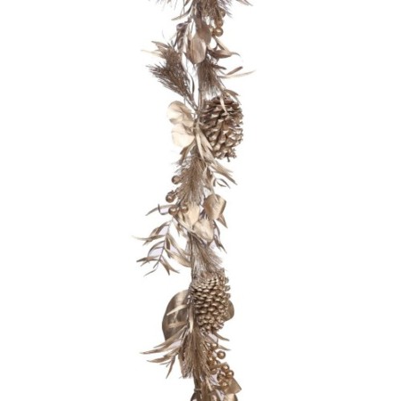 GUIRNALDA PINO Y PIÑAS PLATA ARTIFICIAL 170CM